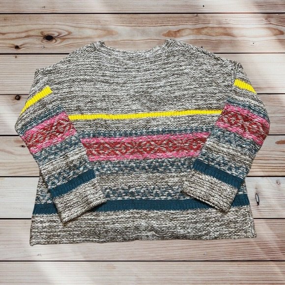John Paul Richard Grey Striped Boatneck Sweater Boxy Size‎ PXL Acrylic - Picture 2 of 9
